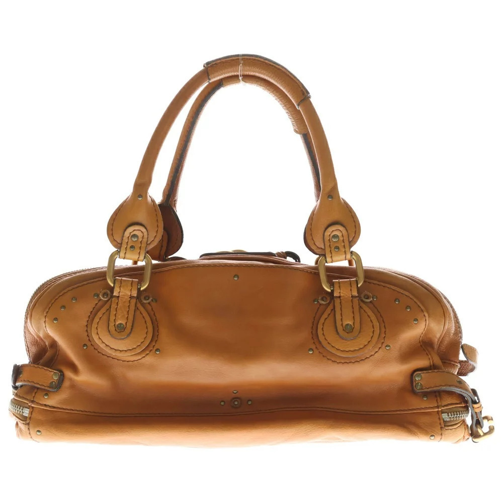 Chloe Handbag Padlock Paddington Brown Leather